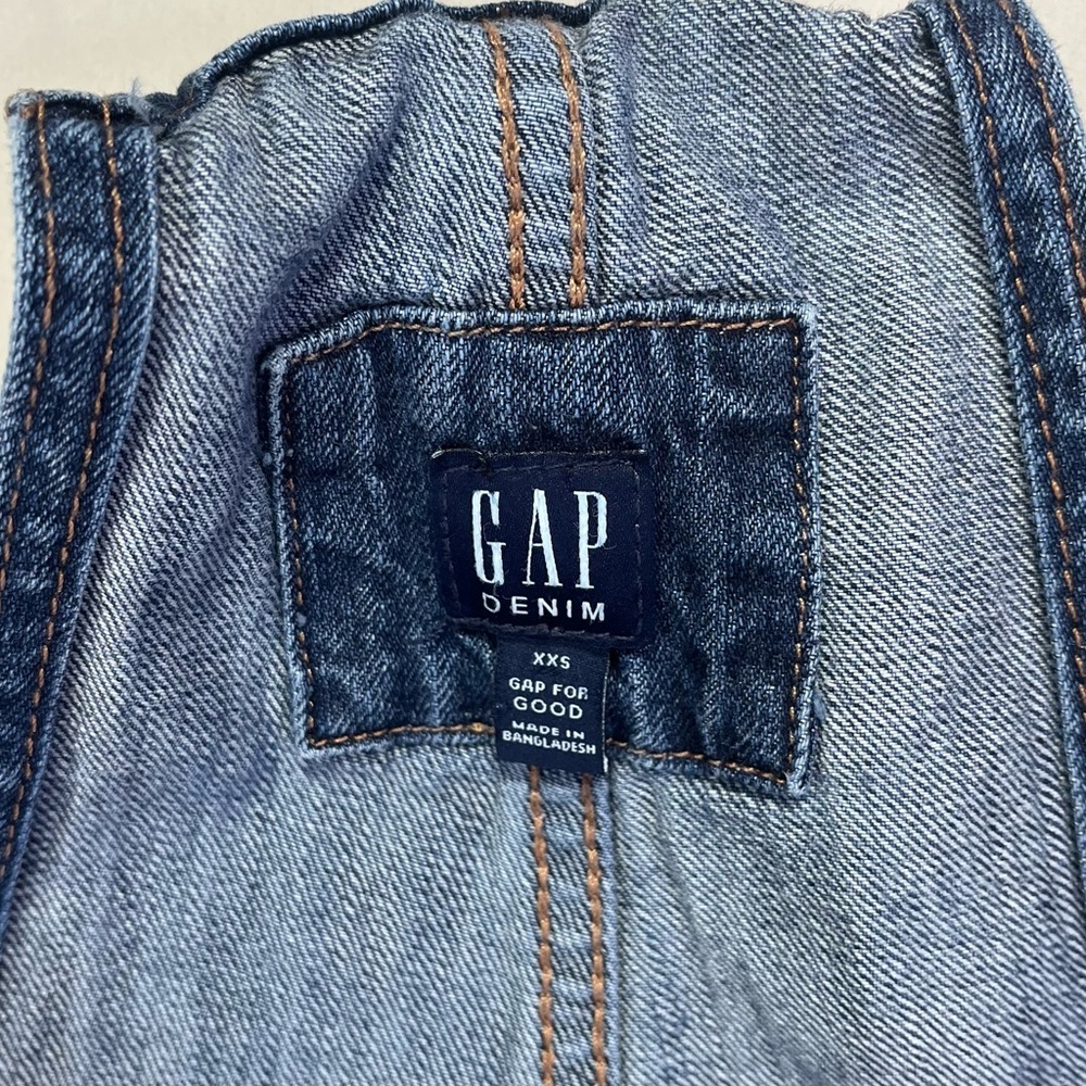 Gap for Good Relaxed Denim Overalls Medium Indigo Wash Raw Hem - XXS - EUC - Picture 8 of 8